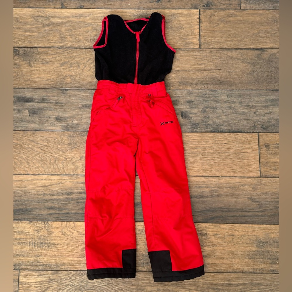 Arctix Kids' Limitless Fleece Top Bib Overalls bright red size small